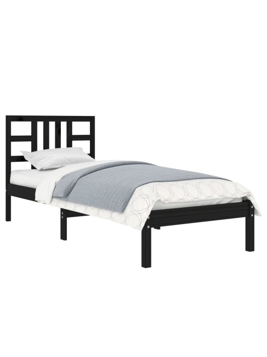 Rám postele černý masivní dřevo 75 x 190 cm malé jednolůžko