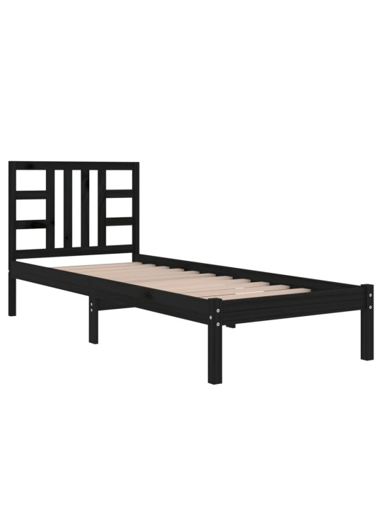Rám postele černý masivní dřevo 75 x 190 cm malé jednolůžko