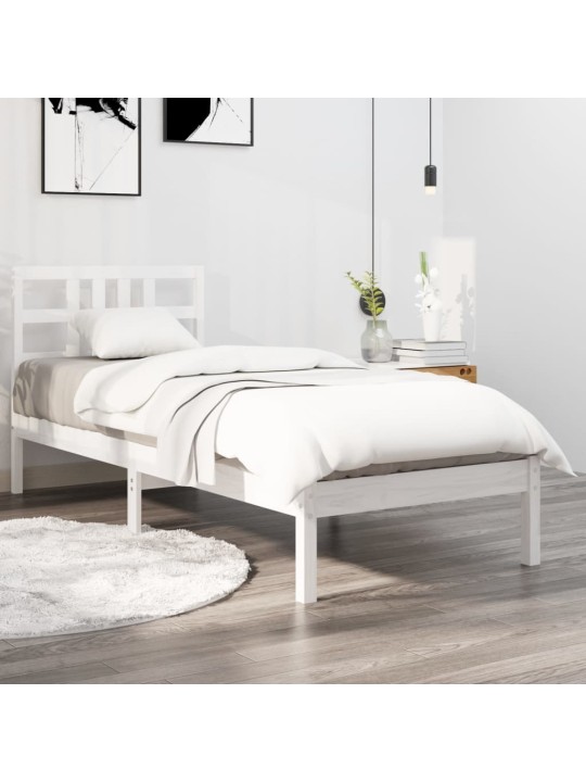 Rám postele bílý masivní dřevo 100 x 200 cm