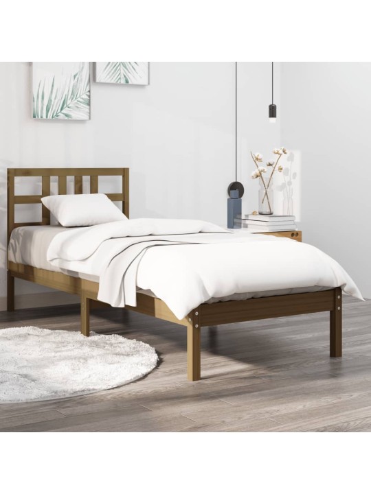 Rám postele medově hnědý masivní dřevo 100 x 200 cm