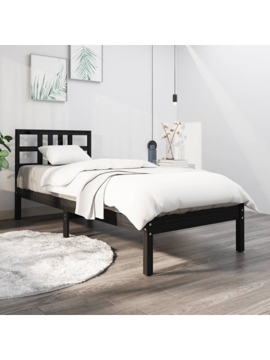 Rám postele černý masivní dřevo 100 x 200 cm