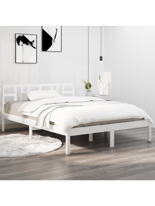 Rám postele bílý masivní dřevo 150 x 200 cm King Size