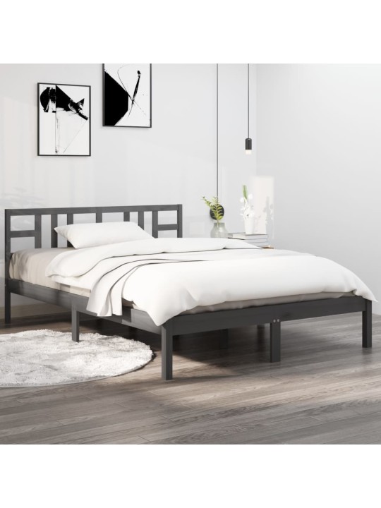 Rám postele šedý masivní dřevo 200 x 200 cm
