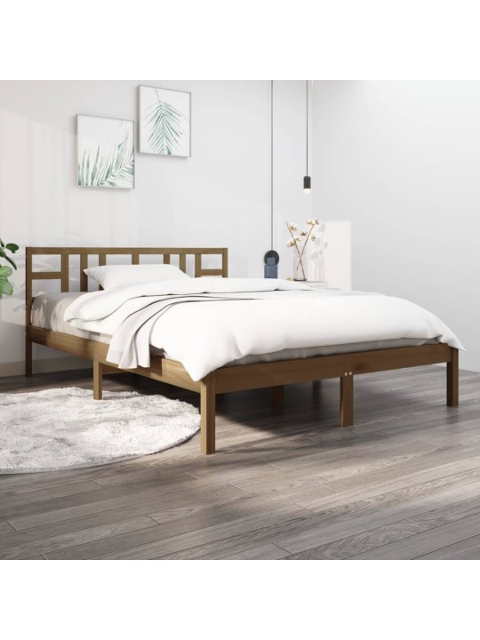Rám postele medově hnědý masivní dřevo 200 x 200 cm