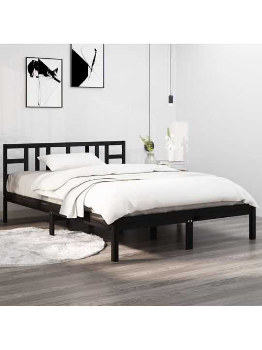 Rám postele černý masivní dřevo 200 x 200 cm