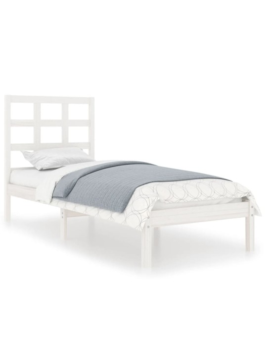 Rám postele bílý masivní dřevo 75 x 190 cm malé jednolůžko