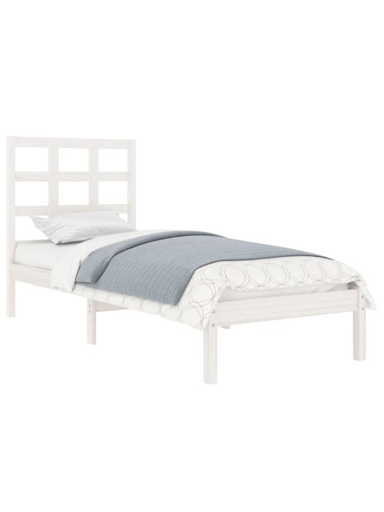 Rám postele bílý masivní dřevo 75 x 190 cm malé jednolůžko