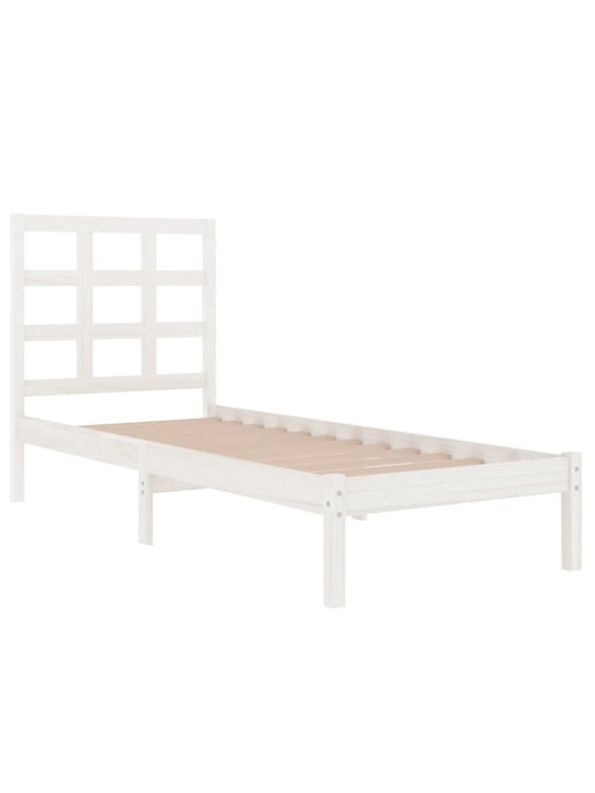 Rám postele bílý masivní dřevo 75 x 190 cm malé jednolůžko