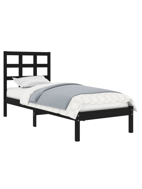 Rám postele černý masivní dřevo 75 x 190 cm malé jednolůžko