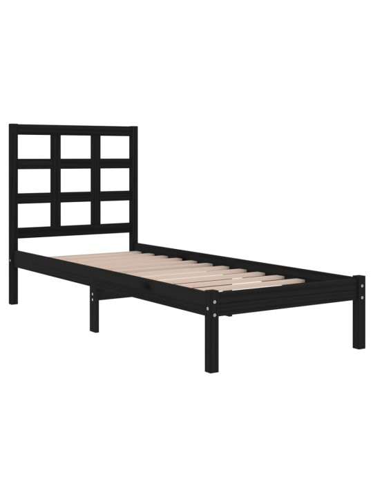 Rám postele černý masivní dřevo 75 x 190 cm malé jednolůžko