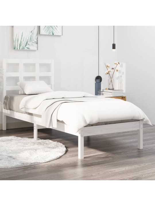 Rám postele bílý masivní dřevo 90 x 190 cm jednolůžko