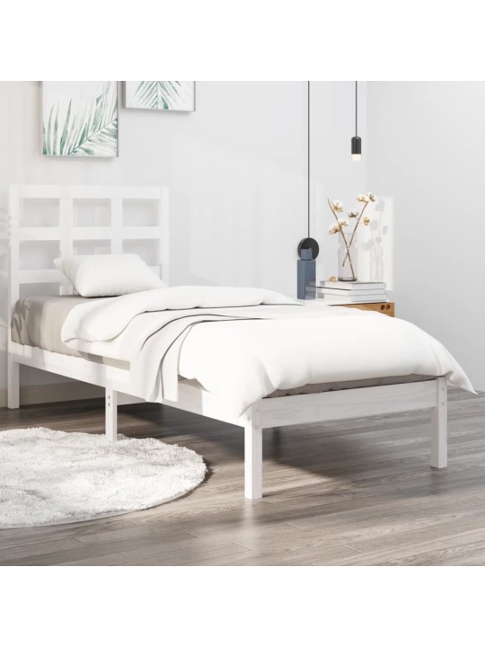 Rám postele bílý masivní dřevo 100 x 200 cm