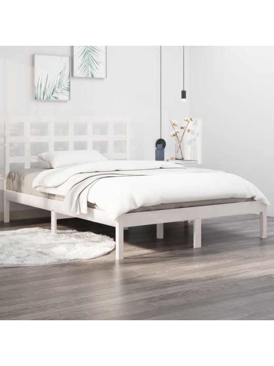 Rám postele bílý masivní dřevo 200 x 200 cm