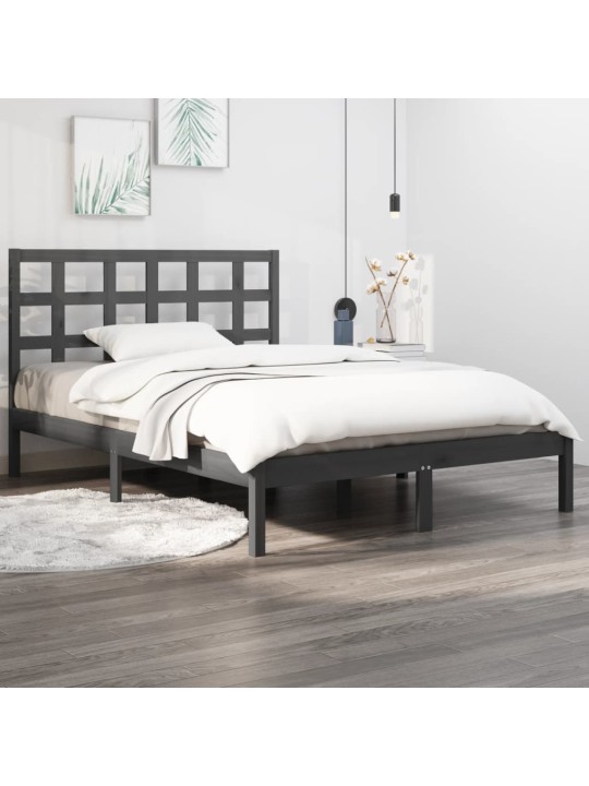Rám postele šedý masivní dřevo 200 x 200 cm