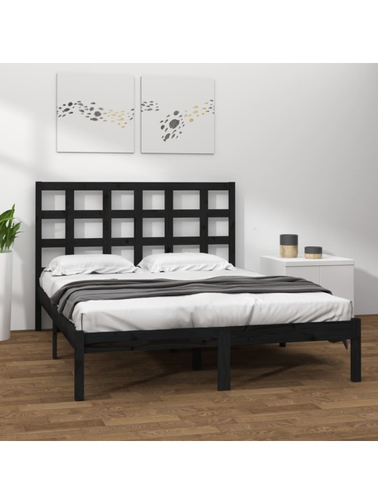 Rám postele černý masivní dřevo 200 x 200 cm