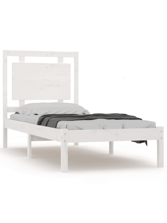Rám postele bílý masivní dřevo 75 x 190 cm malé jednolůžko