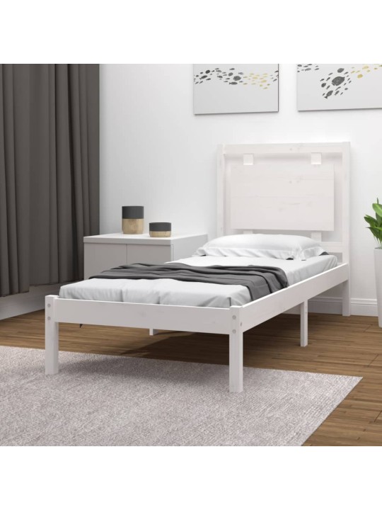 Rám postele bílý masivní dřevo 75 x 190 cm malé jednolůžko