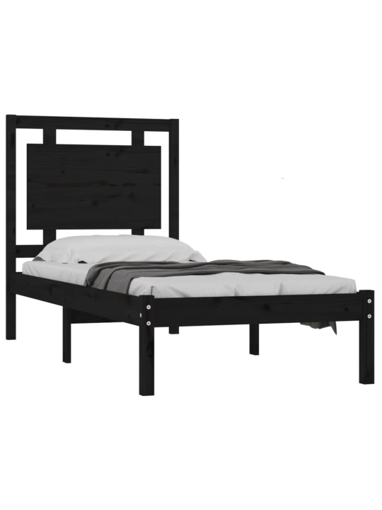 Rám postele černý masivní dřevo 75 x 190 cm malé jednolůžko