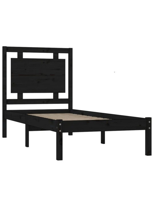 Rám postele černý masivní dřevo 75 x 190 cm malé jednolůžko