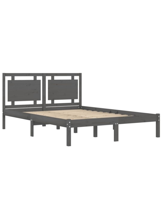 Rám postele šedý masivní dřevo 150 x 200 cm King Size
