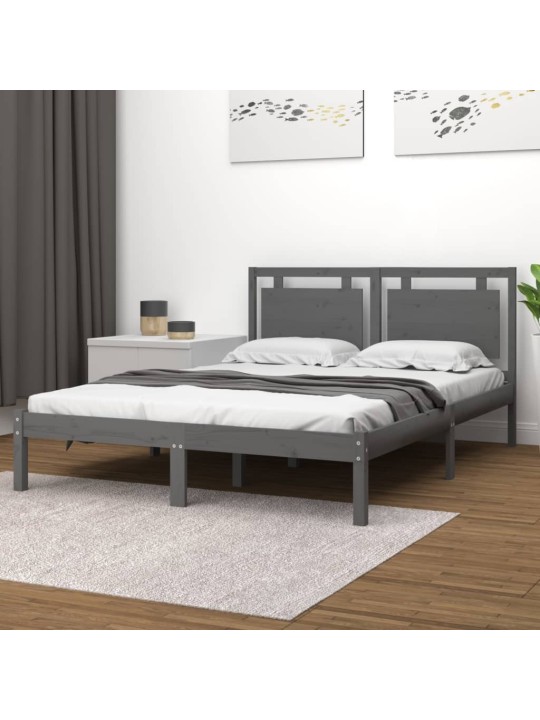 Rám postele šedý masivní dřevo 200 x 200 cm