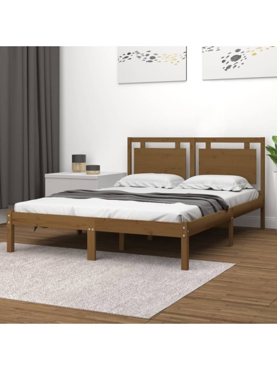 Rám postele medově hnědý masivní dřevo 200 x 200 cm