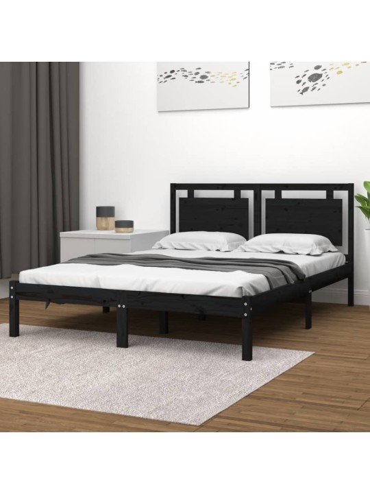 Rám postele černý masivní dřevo 200 x 200 cm