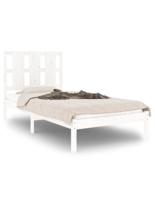 Rám postele bílý masivní dřevo 75 x 190 cm malé jednolůžko