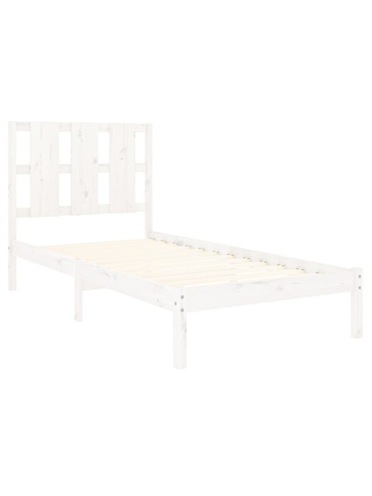 Rám postele bílý masivní dřevo 75 x 190 cm malé jednolůžko
