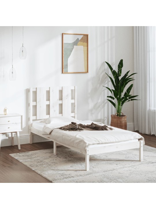 Rám postele bílý masivní dřevo 75 x 190 cm malé jednolůžko