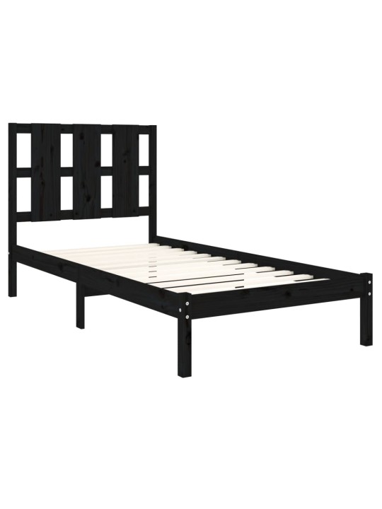 Rám postele černý masivní dřevo 75 x 190 cm malé jednolůžko