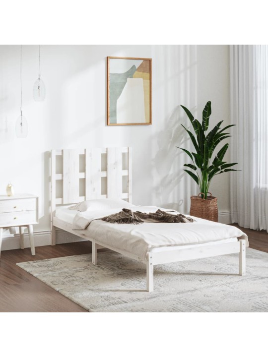 Rám postele bílý masivní dřevo 90 x 190 cm jednolůžko