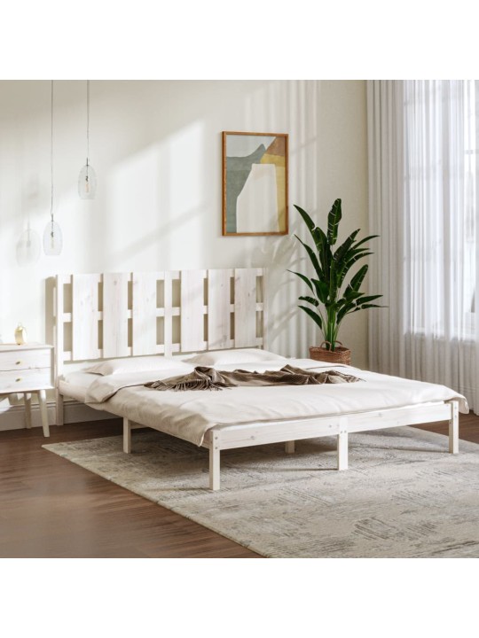 Rám postele bílý masivní dřevo 150 x 200 cm King Size