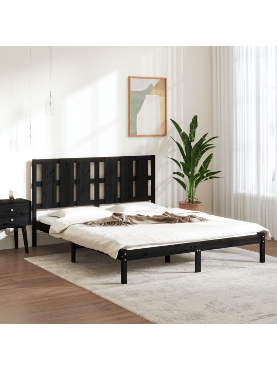 Rám postele černý masivní dřevo 150 x 200 cm King Size