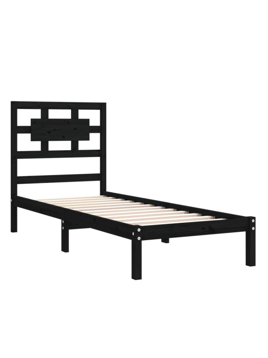 Rám postele černý masivní dřevo 75 x 190 cm malé jednolůžko