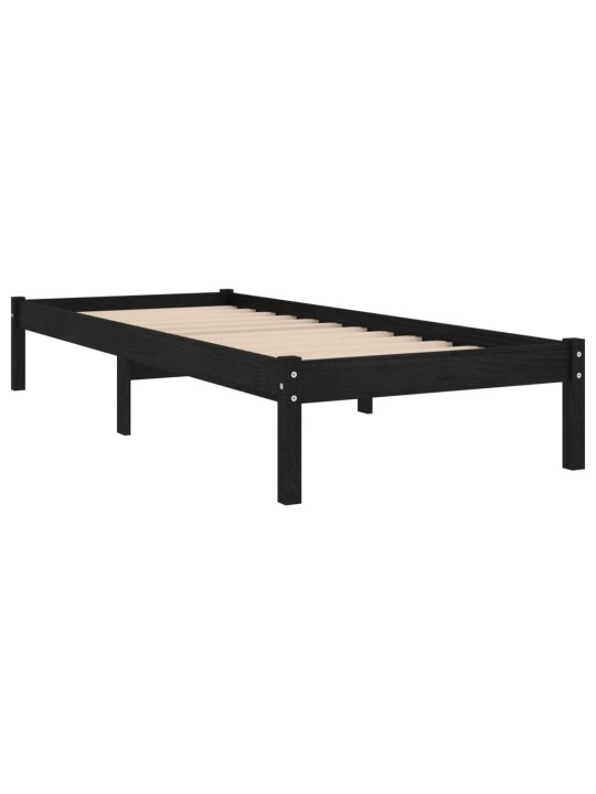 Rám postele černý masivní dřevo 75 x 190 cm malé jednolůžko