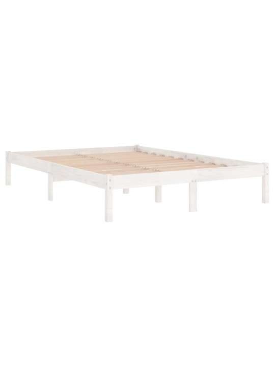 Rám postele bílý masivní dřevo 135 x 190 cm dvojlůžko