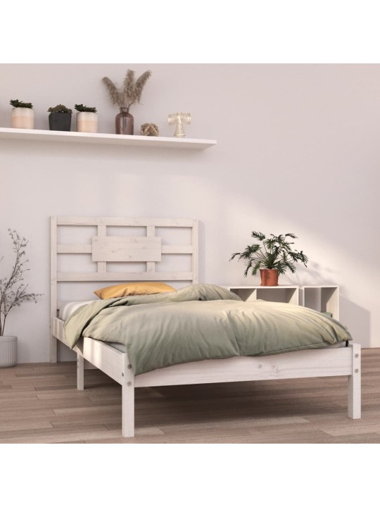 Rám postele bílý masivní dřevo 90 x 200 cm