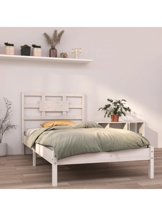 Rám postele bílý masivní dřevo 90 x 200 cm