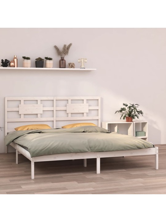Rám postele bílý masivní dřevo 200 x 200 cm