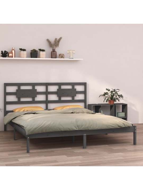 Rám postele šedý masivní dřevo 200 x 200 cm