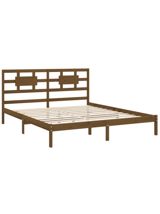 Rám postele medově hnědý masivní dřevo 200 x 200 cm