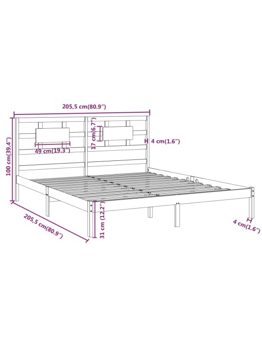 Rám postele medově hnědý masivní dřevo 200 x 200 cm
