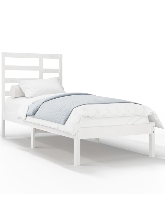 Rám postele bílý masivní dřevo 75 x 190 cm malé jednolůžko