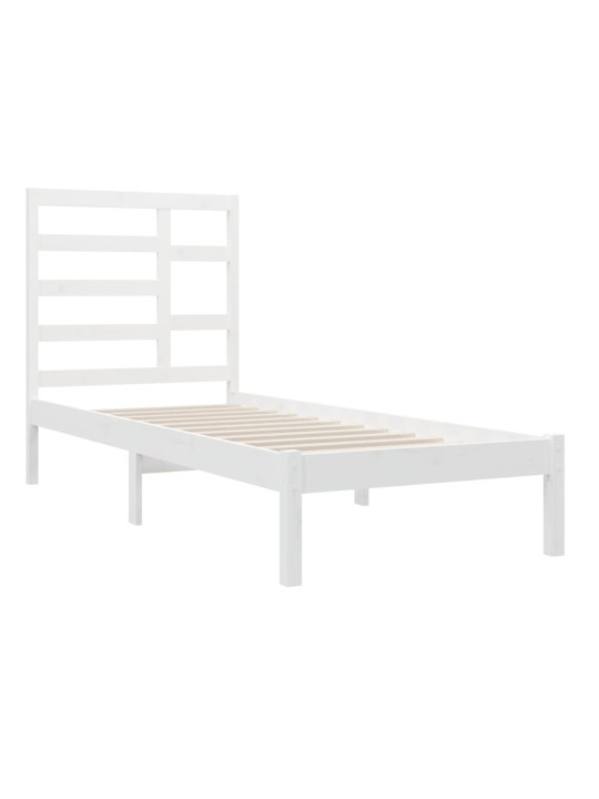 Rám postele bílý masivní dřevo 75 x 190 cm malé jednolůžko