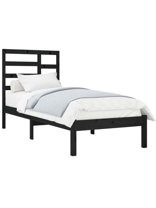 Rám postele černý masivní dřevo 75 x 190 cm malé jednolůžko