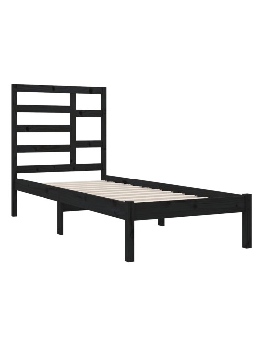 Rám postele černý masivní dřevo 75 x 190 cm malé jednolůžko