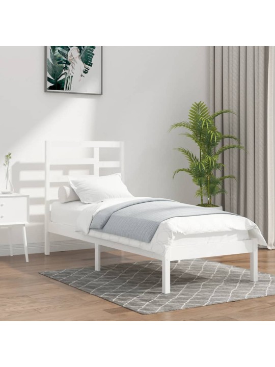 Rám postele bílý masivní dřevo 90 x 190 cm jednolůžko