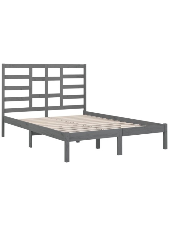 Rám postele šedý masivní dřevo 135 x 190 cm dvojlůžko