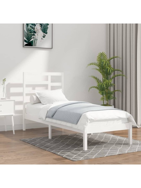 Rám postele bílý masivní dřevo 100 x 200 cm